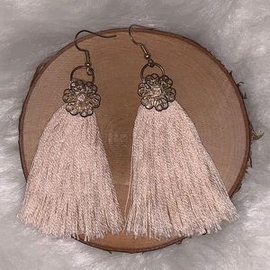Tassel Drop Earrings in Champagne Patina Metal